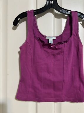One Step upFuchsia Scoop Neck Tank with Bow Trim Medium